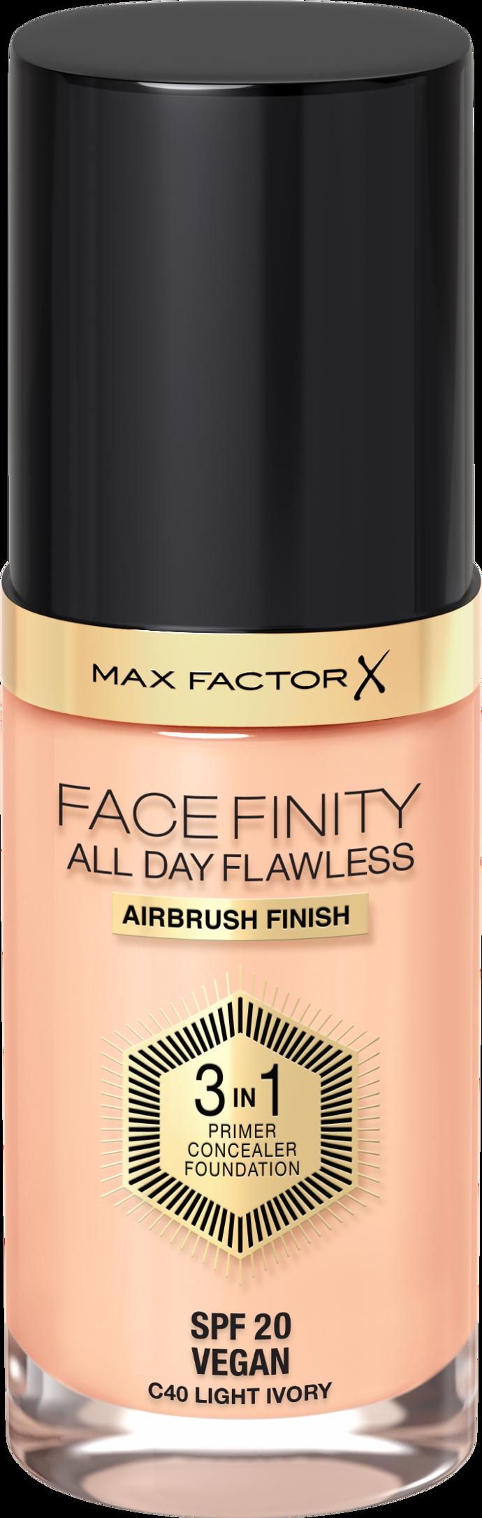 Lesku, dotyku a životu odolný make-up Max Factor Facefinity All Day Flawless 3-in-1 Foundation. Max Factor, 399 Kč