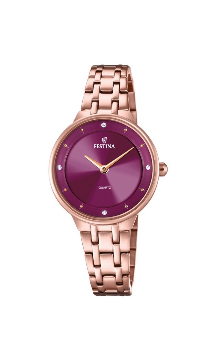 Dámské hodinky v barvě růžového zlata. FESTINA, 3490 Kč