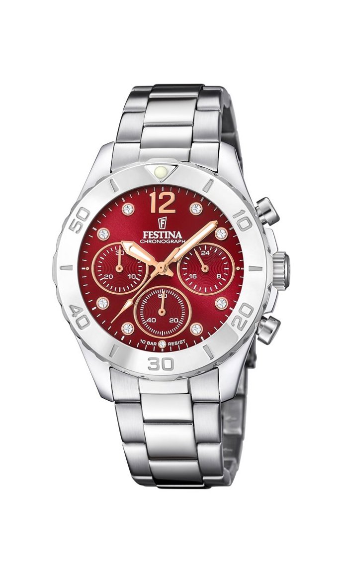 Dámské ocelové quartzové hodinky s chronografem. FESTINA, 3990 Kč