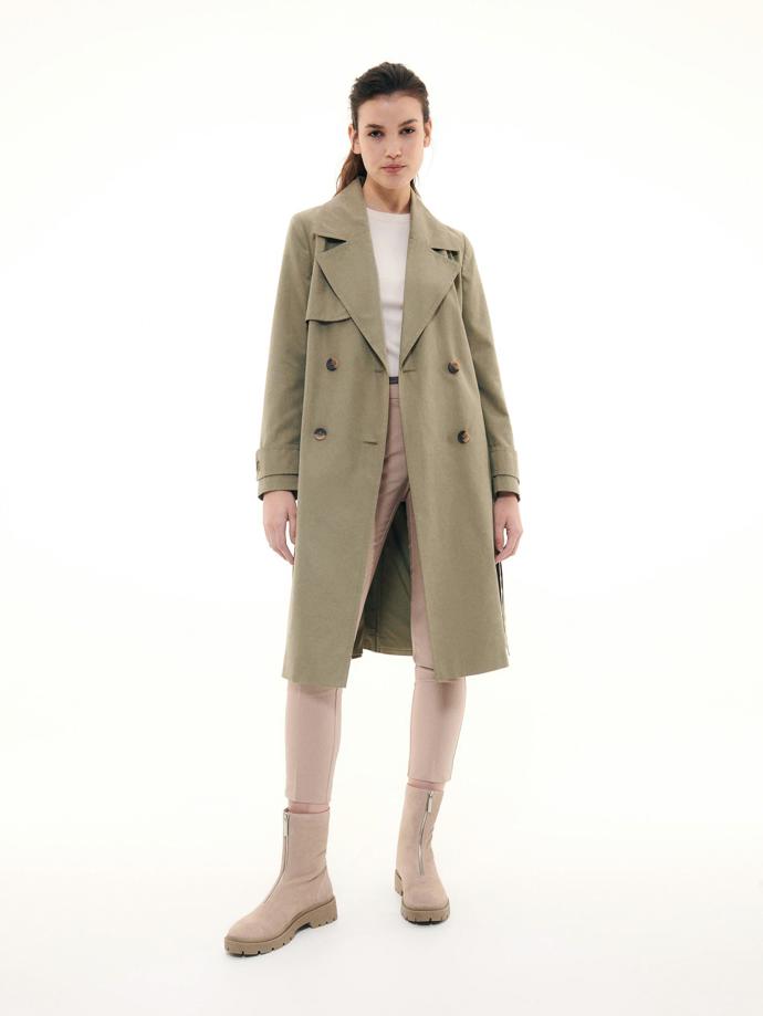 Světle olivový klasický trenčkot. RESERVED, 1599 Kč