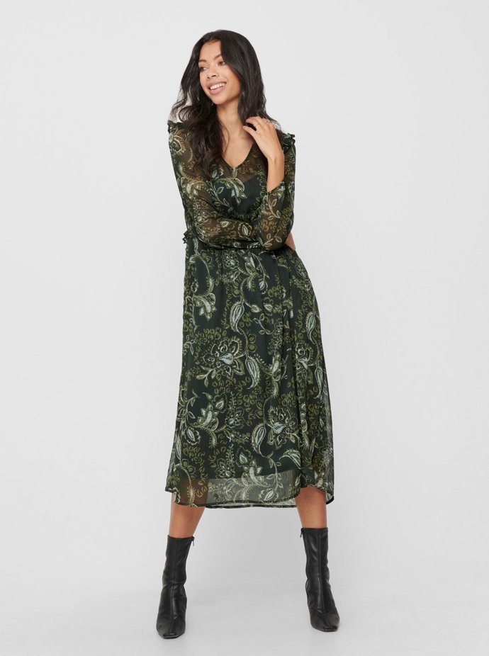 Zelené vzorované maxišaty. ONLY, 449 Kč