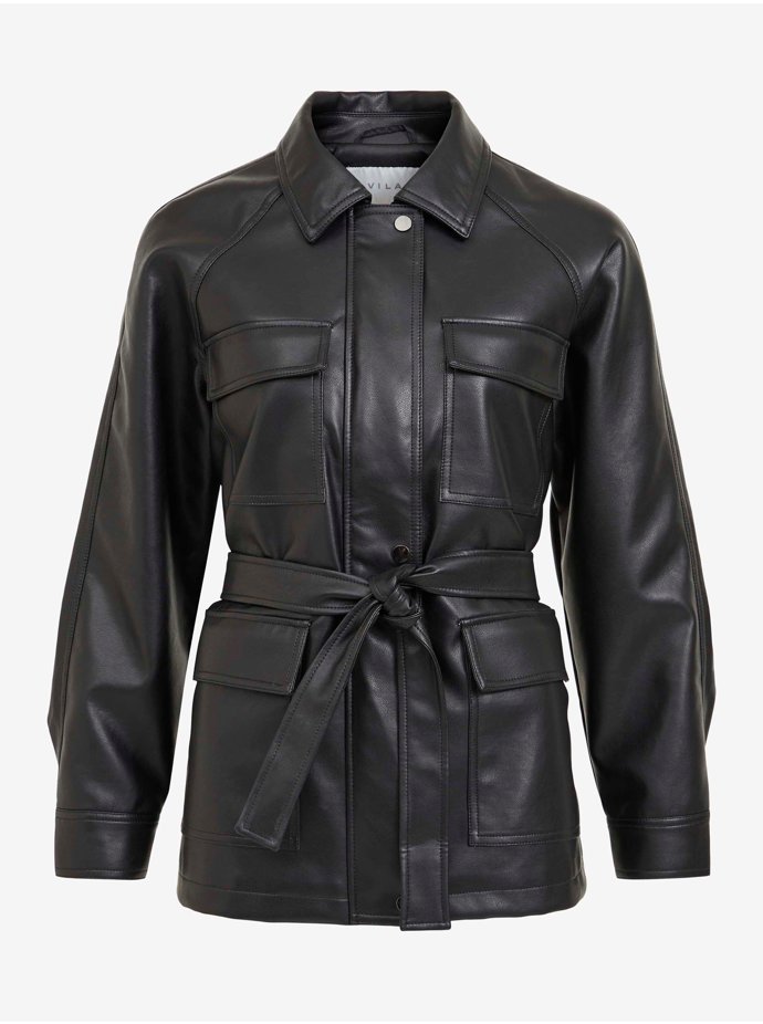 Černá koženková bunda VILA CLOTHES, 1364 Kč