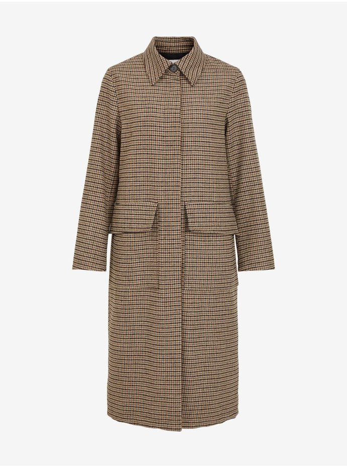 Světle hnědý kostkovaný kabát. VILA CLOTHES, 1402 Kč