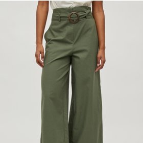 Zelené kalhoty s příměsí lnu. VILA CLOTHES, 719 Kč