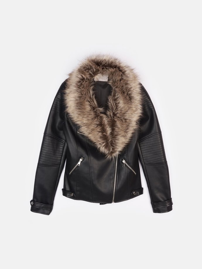 Koženková přechodná bunda s odnímatelnou umělou kožešinou. GATE, 1098 Kč