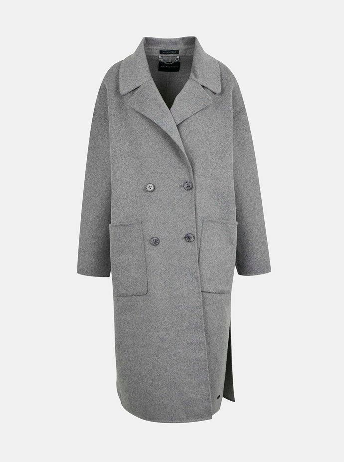Šedý dámský kabát s příměsí vlny. METROOPOLIS by ZOOT.lab, 2294 Kč