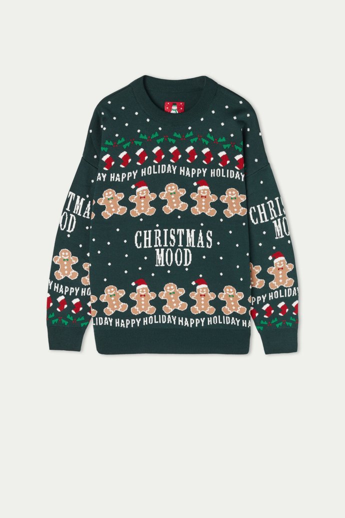 Unisexový vánoční svetřík s perníčky. Značka Tezenis, 649 Kč