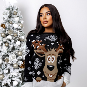 Černý vánoční svetr LARRIE. Značka ErikaFashion, 649 Kč