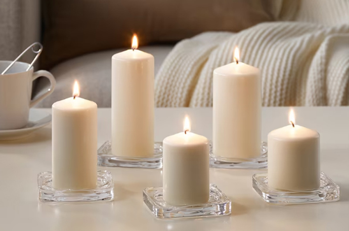 Neparfémované svíčky různých velikostí. IKEA,179 Kč
