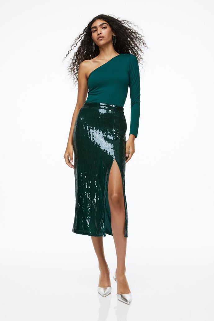 Midi sukně s rozparkem. H&M, 899 Kč