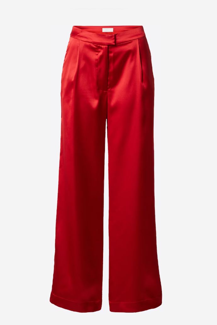 Krásné saténové kalhoty v červené barvě. LeGer, 499 Kč
