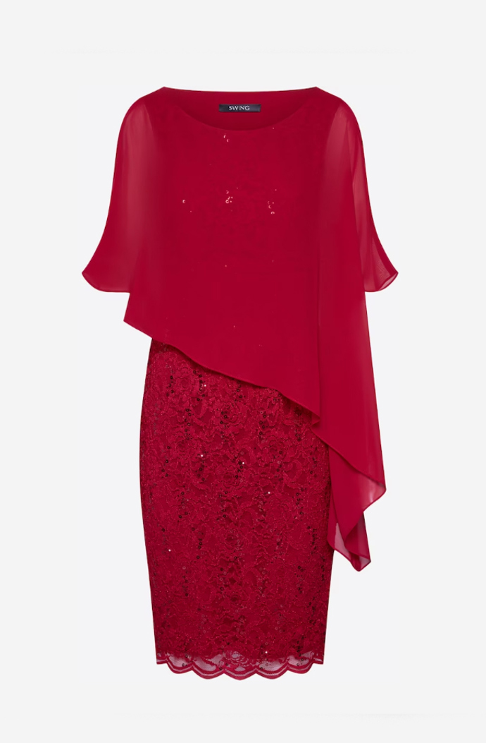 Červené šaty se zakrytými rameny. Swing, 3 749 Kč