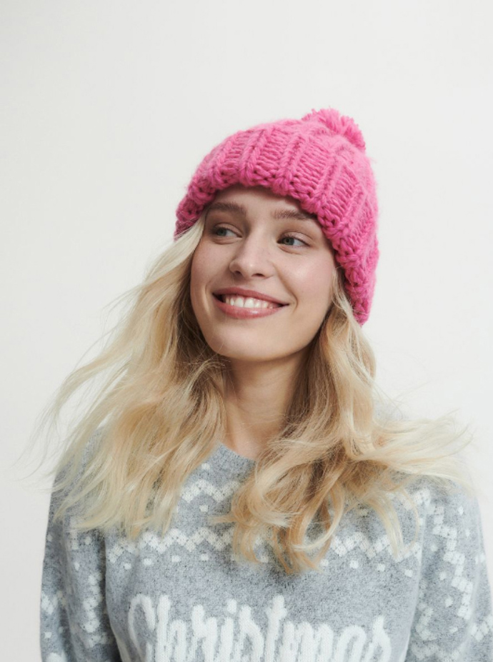 Růžová pletená čepice Reserved, 159 Kč