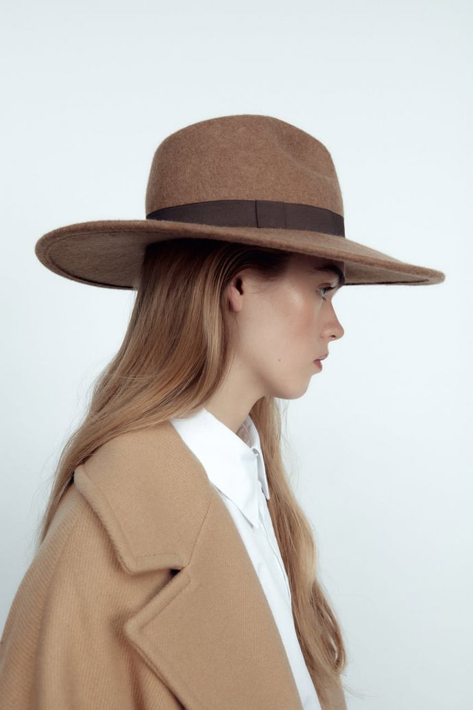 Plstěný hnědý klobouk Zara, 699 Kč