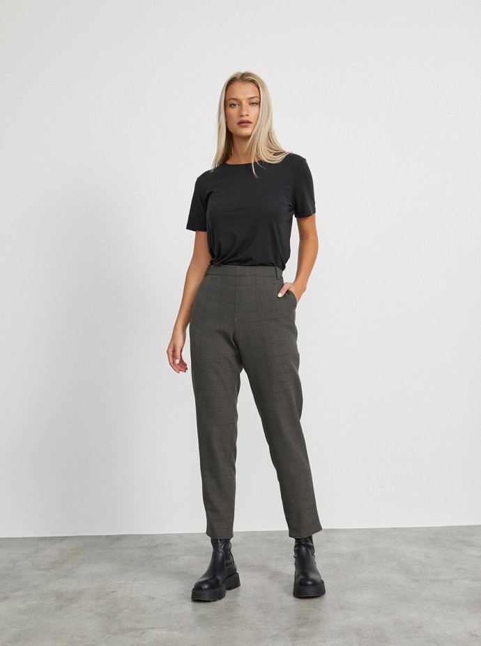 Tmavě šedé dámské kárované kalhoty. ZOOT.lab, 631 Kč