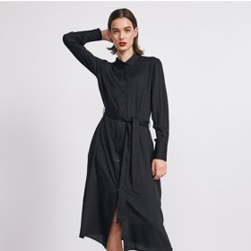 Midi šaty s dlouhým rukávem a páskem. ZOOT.lab, 899 Kč