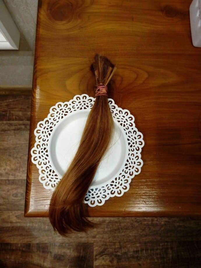 Vlasy, které Hanka věnovala na dobročinné účely.