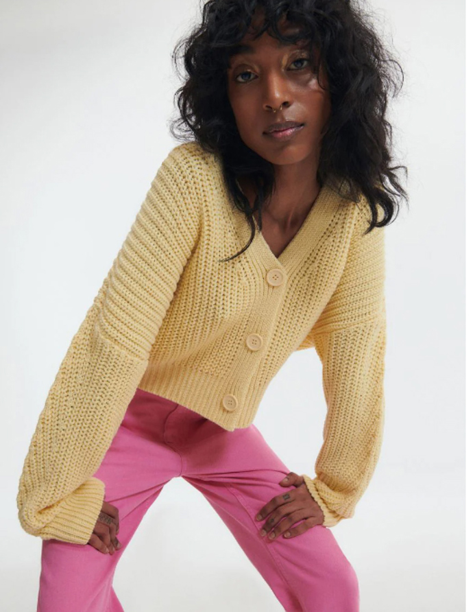 Měkký světle žlutý kardigan. Reserved, 599 Kč