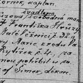 Matriční záznam o smrti Anežky Hrůzové.