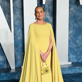 Sharon Stone v nádherné žluté róbě značky Dolce&Gabbana.