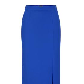 Pencil skirt, česky zvaná "pouzdrovka". V královsky modré naprosto univerzální stavební kámen vašeho elegantního šatníku. Boss, 4 450 Kč
