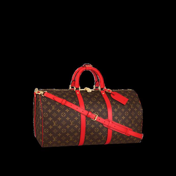 Klasika s rudým akcentem. Taška ve velikosti 50 z aktuální nabídky LV.