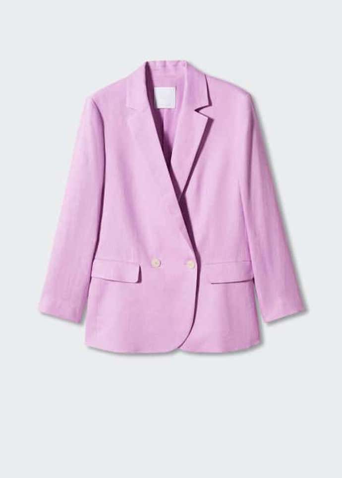Oversize střih sluší i lněnému provedení v levandulovém odstínu. Mango,  2 299 Kč