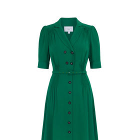 Šaty Flippy Wiggle Dress značky Suzannah ve smaragdovém odstínu stojí 3 560 eur (zhruba 84 tisíc korun).