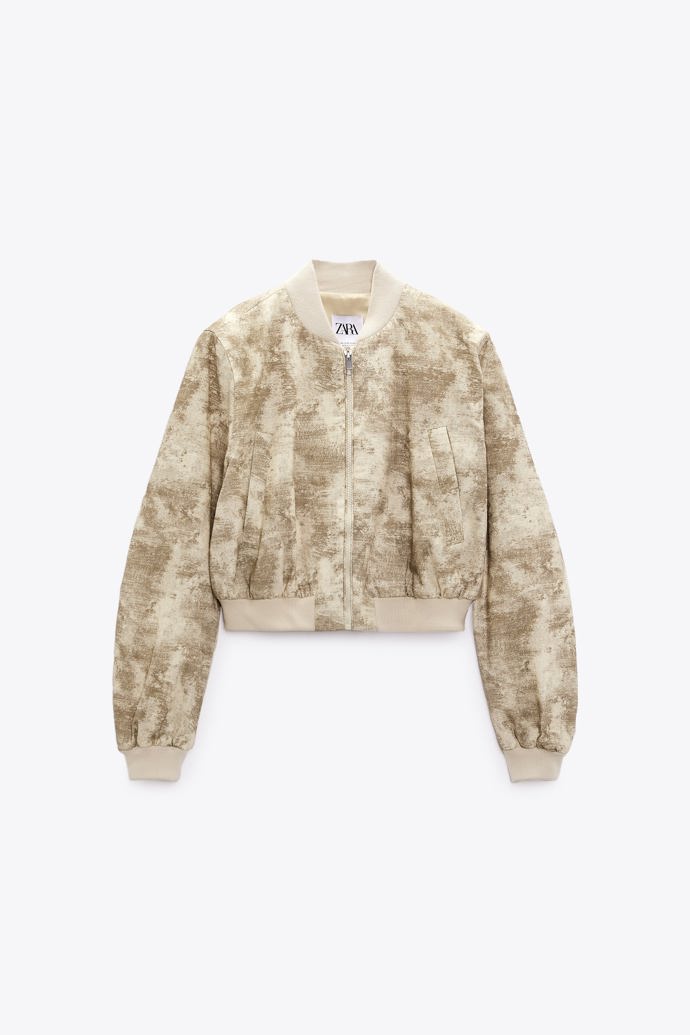 Vzorovaný plátěný bomber, Zara, 1 199 Kč