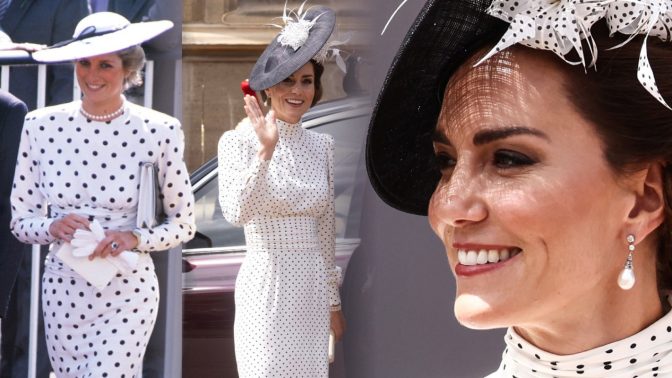 Princezna Diana a Kate Middleton v puntíkatých šatech: Princezna z Walesu vzdala hold své tchyni výběrem modelu a doplňků