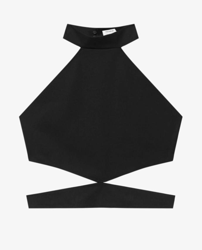 Prořezávaný crop top s obojkovým prvkem. (Pull&Bear, 399 Kč)
