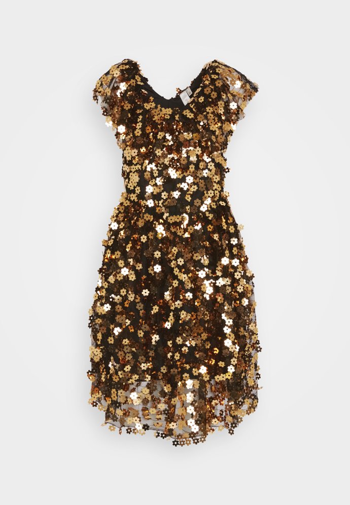 Flitry mohou mít vskutku zajímavé tvary. Co třeba kytičky? (Šaty YAS, 4 690 Kč)