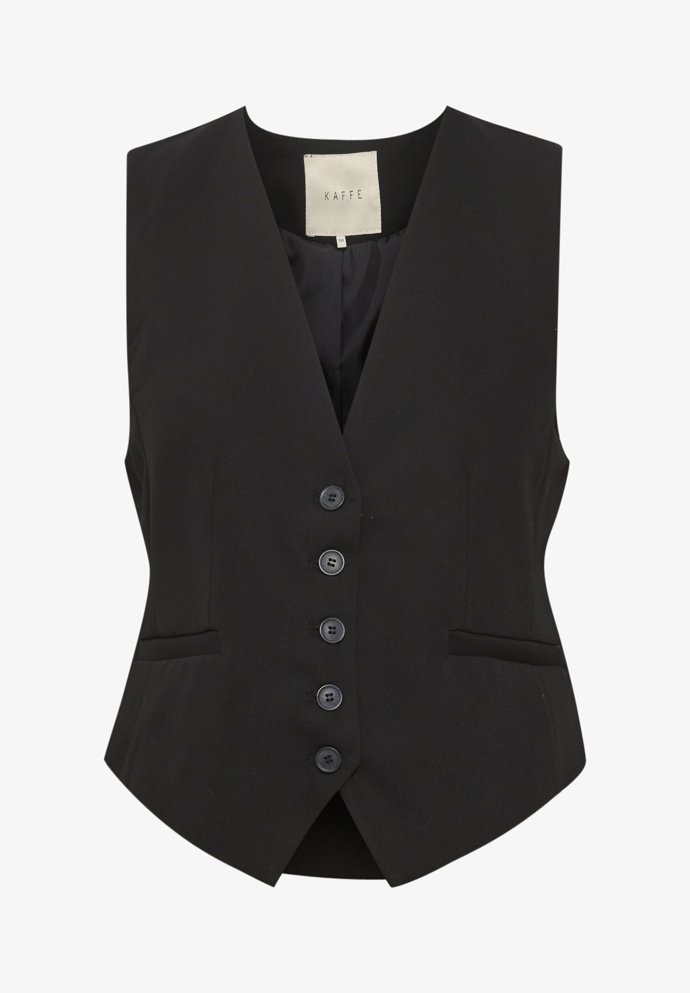 Klasická obleková vesta s pěti knoflíčky. (Kaffe, 1 790 Kč)