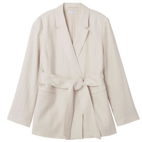 Esence léta. Lněné sako se zavinovací optikou a vazačkou. (Lindex, 2 999 Kč)