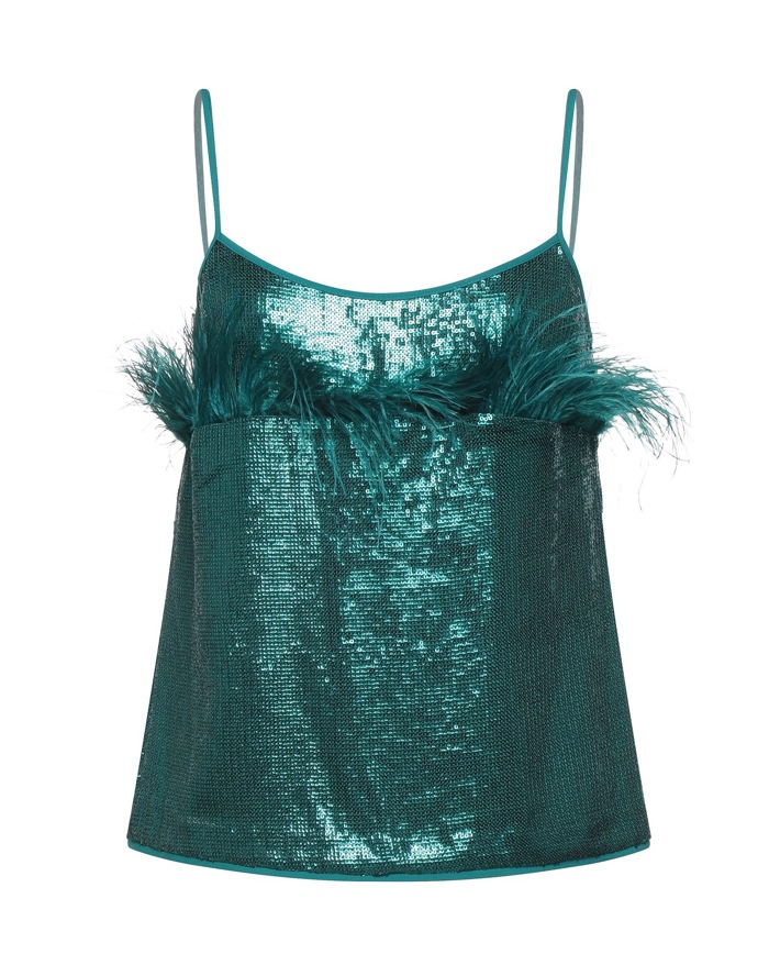 Top na ramínka s peřím. (Liu Jo, 1 290 Kč)