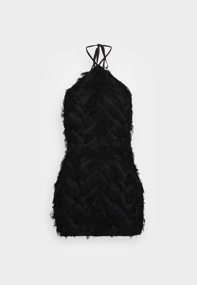 Koktejlové šaty s peříčky. (NA-KD, 1899 Kč)