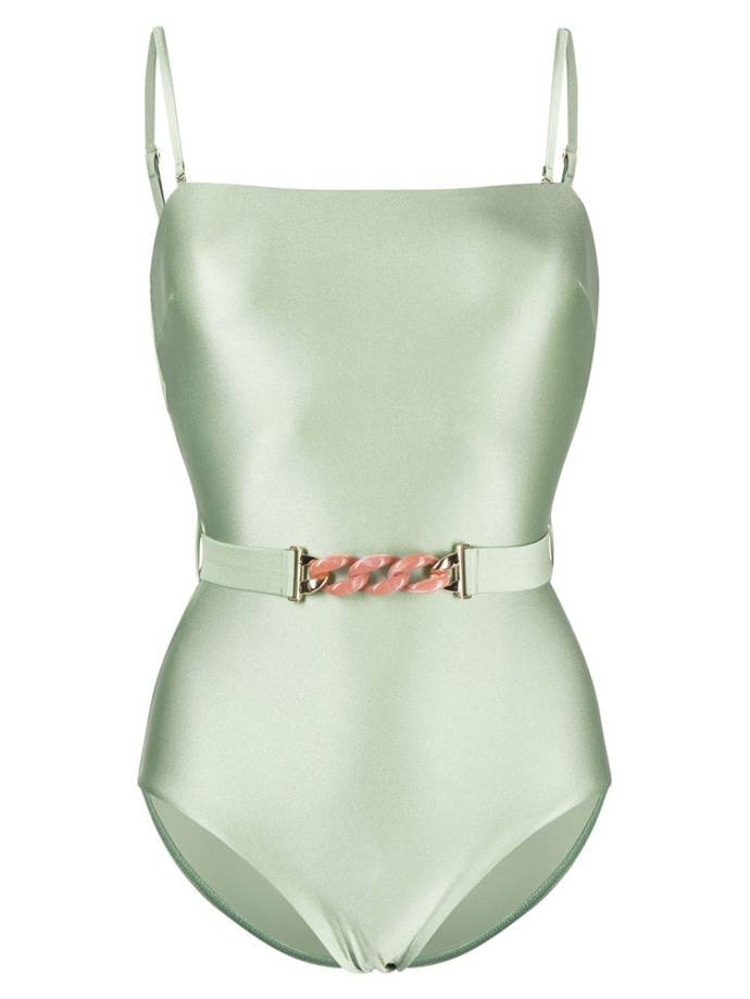 Trocha luxusu a plavky s řetězovým detailem. (Zimmermann, 524 €)