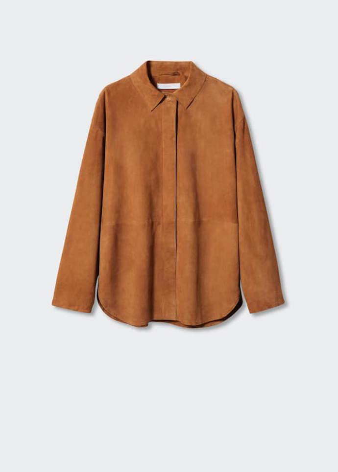 Košile z broušené kůže. (Mango, 6 499 Kč)