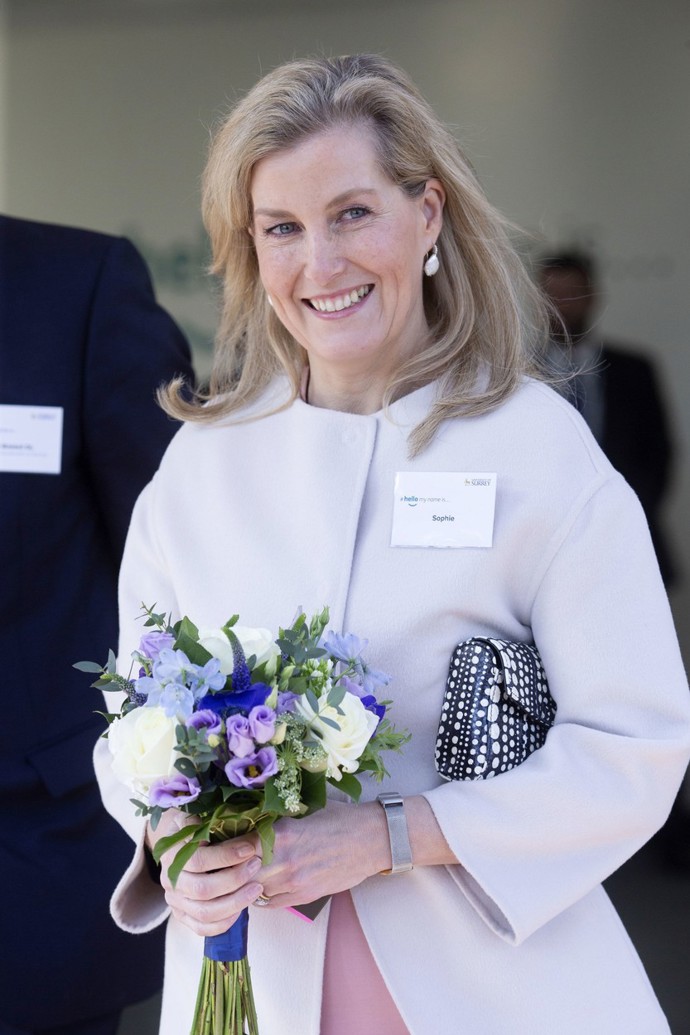 Další variantou psaníčko Cleo ozvláštnila Sophie monochromatický outfit, který vynesla letos v červnu. Doplnila jím blejzr značky Sandro a šaty Me+Em.