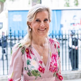 Letos zazářila Sophie na výročí Národního zdravotního institutu v květovaných hedvábných šatech své oblíbené značky Suzannah, které doplnila ručně lakovaným psaníčkem z hadí kůže za 9 400 Kč.