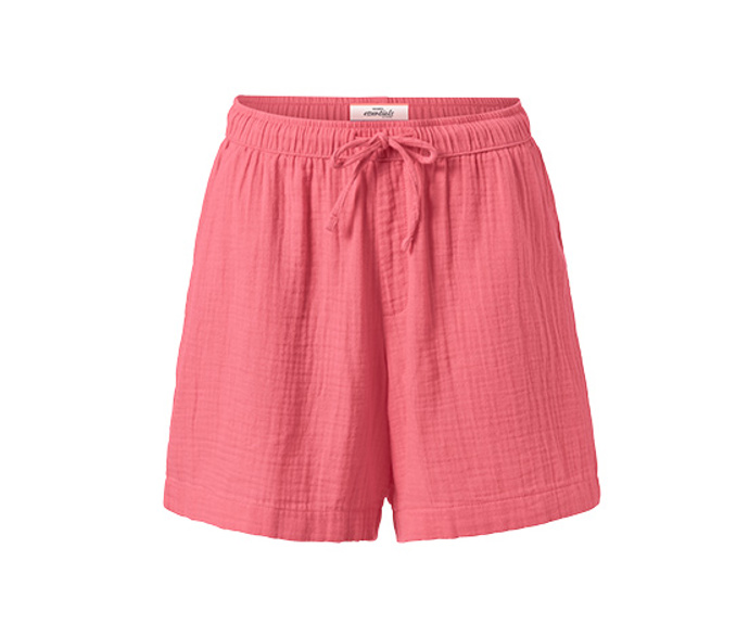 Jednoduché mušelínové šortky s vázačkou. (Tchibo, 499 Kč)
