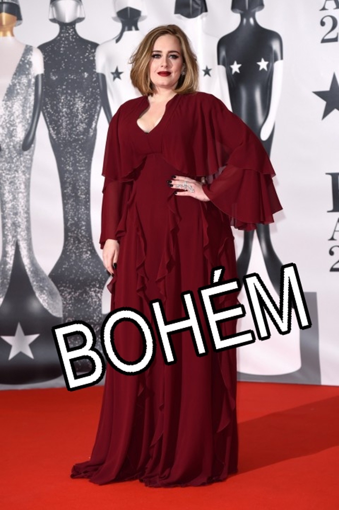 Bohémský styl byl jedním ze signifikantních trendů hudebního ceremoniálu Brit Awards 2016. A podle fotografie je jasné proč. Pro tento výjimečný večer jej zvolila zpěvačka Adele, která si odnesla hlavní cenu v kategoriích Nejlepší ženská sólová umělkyně, Nejlepší singl, Celosvětový úspěch a Mastercard Britské album roku.