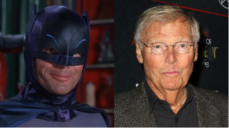 Zleva: Adam West jako Batman v roce 1966/ve stáří