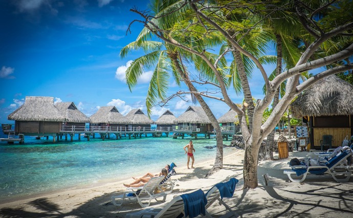 Matira Beach, polynéský ostrov Bora Bora