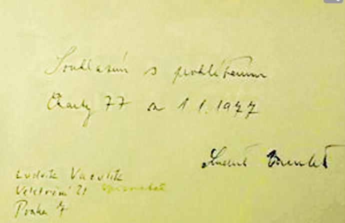 Podpis Ludvíka Vaculíka na Chartě 77.
