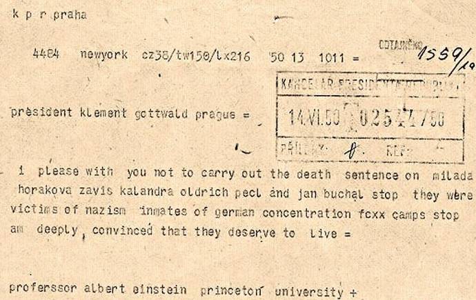 Albert Einstein žádal prezidenta o milost pro Miladu