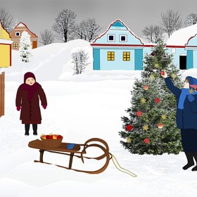 Dříve lidé zdobili stromečky společně na návsi.