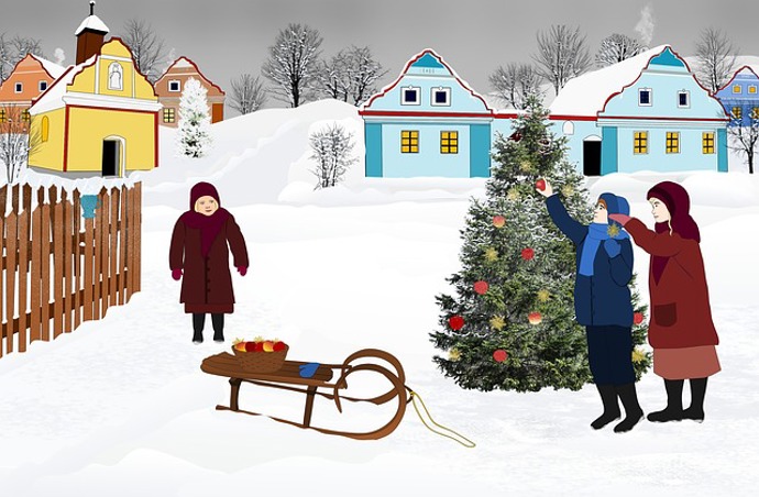 Dříve lidé zdobili stromečky společně na návsi.
