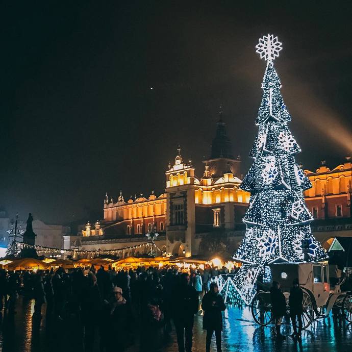 Polský Krakov patří mezi nejzářivější města Evropy v období Vánoc