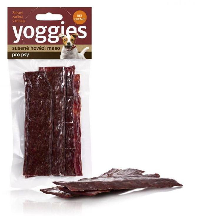 Yoggies Sušené hovězí maso pro psy, (proužky) vak.bal., bez chemie
231 Kč